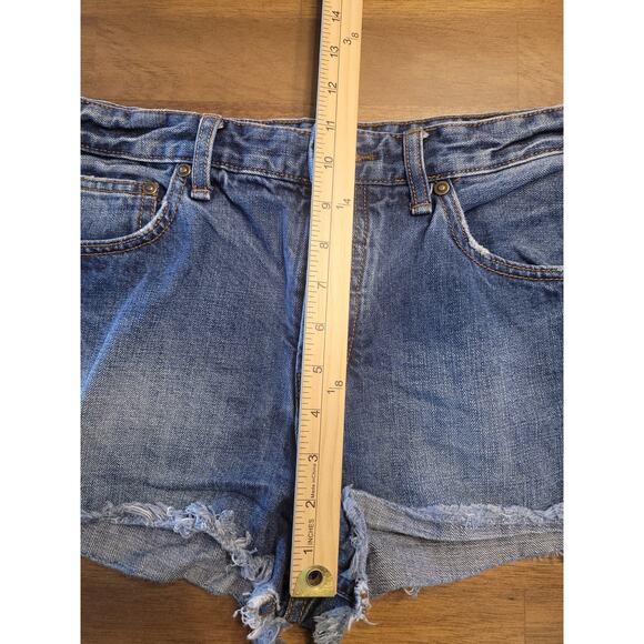 Free People Uptown Rock High Waist Denim Shorts Raw Hem Size 29 EUC - Picture 12 of 13